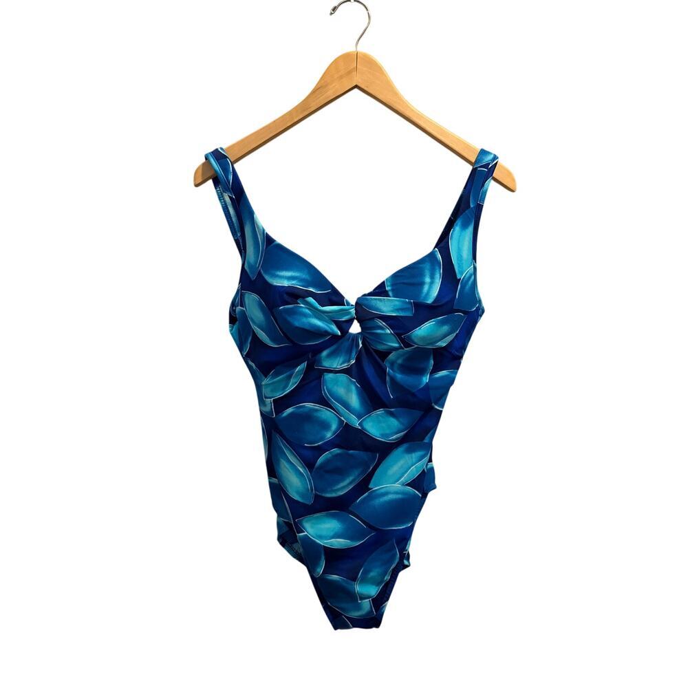 Miraclesuit One Piece Swimsuit Women’s Size 14 Blue Slimming Underwire 60253